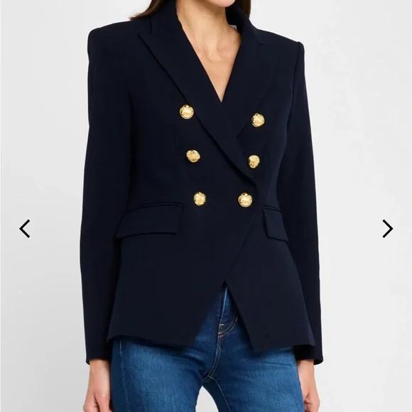 $695 Veronica Beard Miller Dickey Jacket Blazer Navy gold Double Breasted Sz 4 - Picture 14 of 16